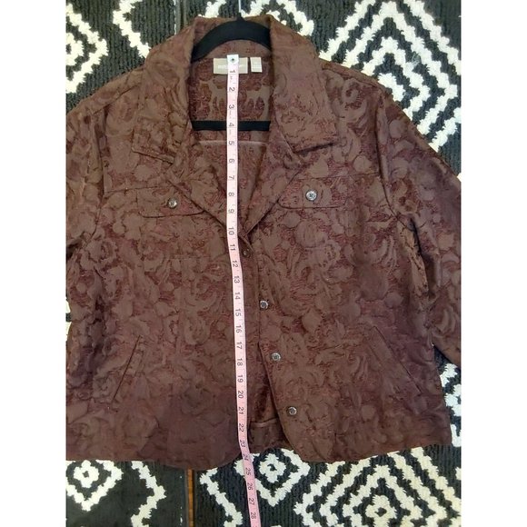 Croft and Barrow Brown Floral Embossed 4 pocket Jacket. Size XL. Grannycore - Picture 6 of 16